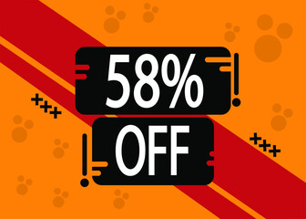 Naklejka premium 58% off for special sale, red and black squares with yellow background.