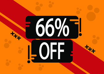 66% off for special sale, red and black squares with yellow background.