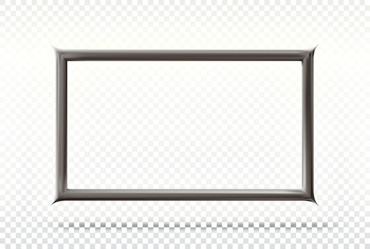 Metal or silver sharp - angled rectangle realistic dark frame. Vector.