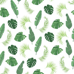 Palm leaves vector seamless pattern