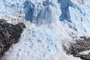 Eqip Sermia glacier calving with a loud ice avalanche (horizontal), Eqip Sermia, Greenland