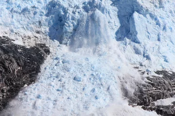 Poster Eqip Sermia glacier calving with a loud ice avalanche (horizontal), Eqip Sermia, Greenland © Jens