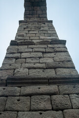 Fototapeta premium low angle of an roman aqueduct in the spanish city of Segovia