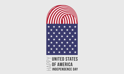 Happy Independence Day United States of America Greetings. Vector Illustration Design. Abstract Waving Flag on Gray Background