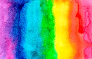 Watercolor abstract rainbow background in colorful and bright colors