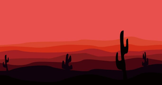 red cactus desert expanse background animation