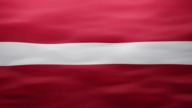 Wavy Latvian flag in 4K, Texture Background of Flagpole. National flag of Latvia - Loop footage for travel company, presentation, screensaver or advertising.