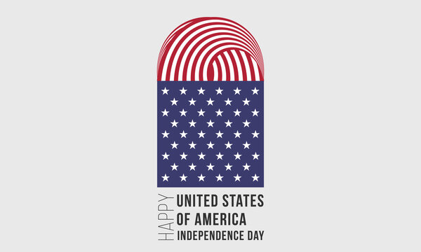 Happy Independence Day United States of America Greetings. Vector Illustration Design. Abstract Waving Flag on Gray Background