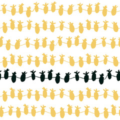 Pineapple tropical fruit ornament seamless vector pattern