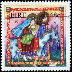 Irish postage stamp with the holy family