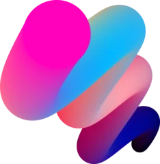 Gordijnen Vibrant Colorful Fluid Abstract 3D Gradient Blend Curves Shape © RuleByArt