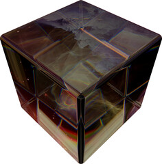 3D Abstract Refracted Glass Cube