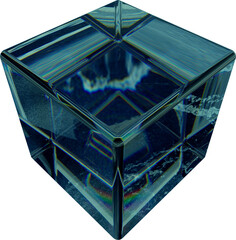3D Abstract Refracted Glass Cube
