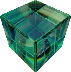 3D Abstract Refracted Glass Cube