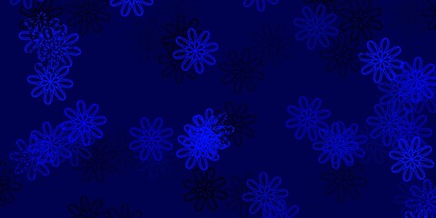 Naklejka na ściany i meble Light BLUE vector doodle texture with flowers.