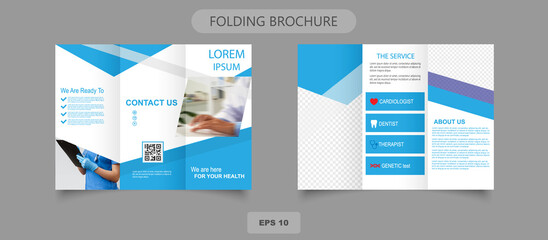 Tri fold medical brochure of a private clinic. Flyer template for medical institution.