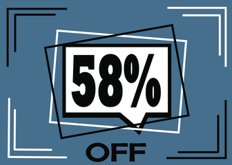 58% off Sale. Discount price. Special offer. Discount promotion.