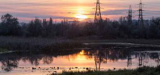 sunrise over lake