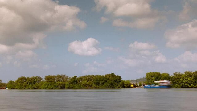 4K Timelapse footage of Ferry boat rides from Old Goa to Borim island in Goa India  