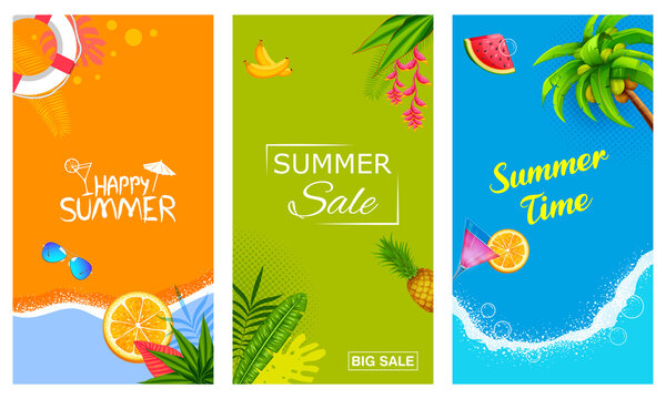 Summertime poster tropical wallpaper for fun party invitation banner template