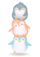 Three little penguins. Funny characters.