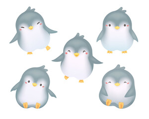 Cute penguins set.