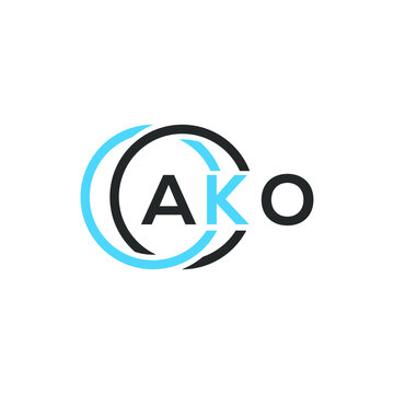 AKO logo monogram isolated on circle element design template, AKO letter logo design on white background. AKO creative initials letter logo concept.  AKO letter design.