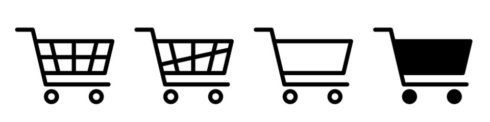Plakat Shopping cart various icons. Add to cart vector symbol. Supermarket basket