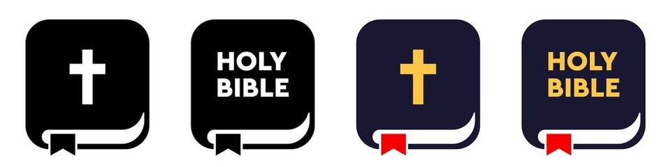 Holy Bible various vector icons. Set isolated on white
