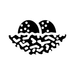 nest with bird eggs glyph icon vector. nest with bird eggs sign. isolated contour symbol black illustration