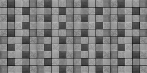 Gray white bright vintage retro geometric square mosaic motif cement tiles texture background