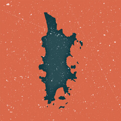 Phuket vintage map. Grunge map of the island with distressed texture. Phuket poster. Vector illustration.