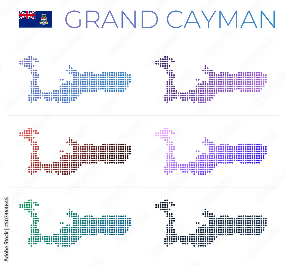 Aufkleber grand cayman dotted map set. map of grand cayman in dotted style. borders of the island filled with 