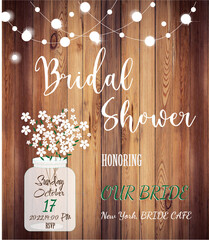 Modern rustic bachelorette party invitation.In brown and white color.Used for web design,banners,posters,illustrations.