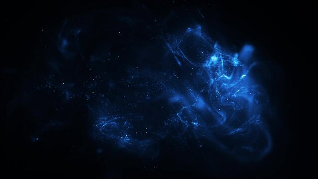 4K Abstract motion background animation shining particles stars sparks and magic dust forming in space wave flow with light rays and projections seamless loop.