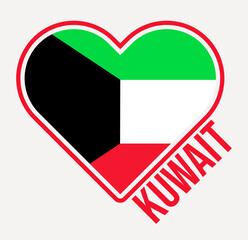 Kuwait heart flag badge. Made with Love from Kuwait logo. Flag of the country heart shape. Vector illustration.