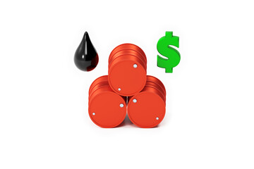 Stack of three fuel drums with drop and dollar 
