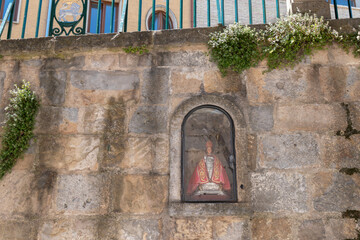 Niche of San Fermin. Cuesta de Santo Domingo. Running of the bulls