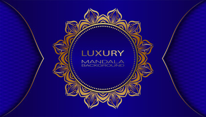 design vector, luxury mandala background, blue and gold