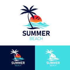 Summer beach logo design vector