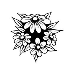black and white flower