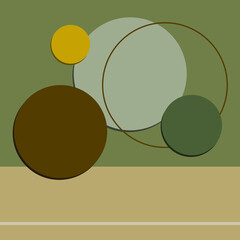 A background consisting of a harmonious set of geometric shapes ,rectangles and overlapping circles .
