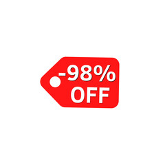 98% off with red discount label design 