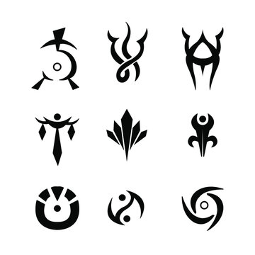 Group of  tattoo patterns on a white background