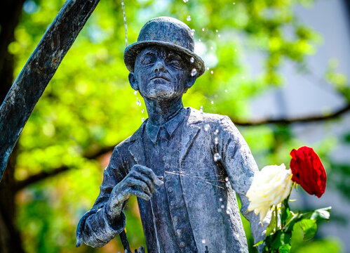 Munich, Germany - May 19: famous statue on a well at the munich viktualienmarkt on May 19, 2022