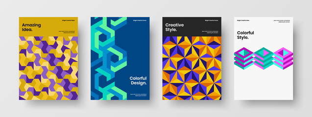Premium postcard A4 design vector template composition. Creative mosaic shapes corporate cover concept bundle.