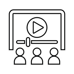 Audience, media, player line icon. Outline vector.