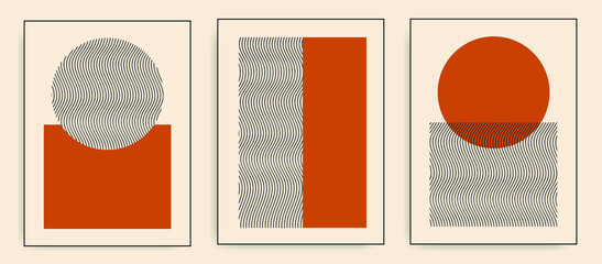 Collection of modern art posters. For brochures. Set of minimalistic abstract aesthetic illustrations. Wall decor in a modern style.