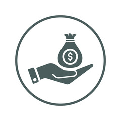 Donation, currency, money, revenue icon. Gray vector graphics.