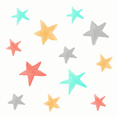 Fototapeta na wymiar Stars - a set of hand-drawn watercolor stars, isolated on white